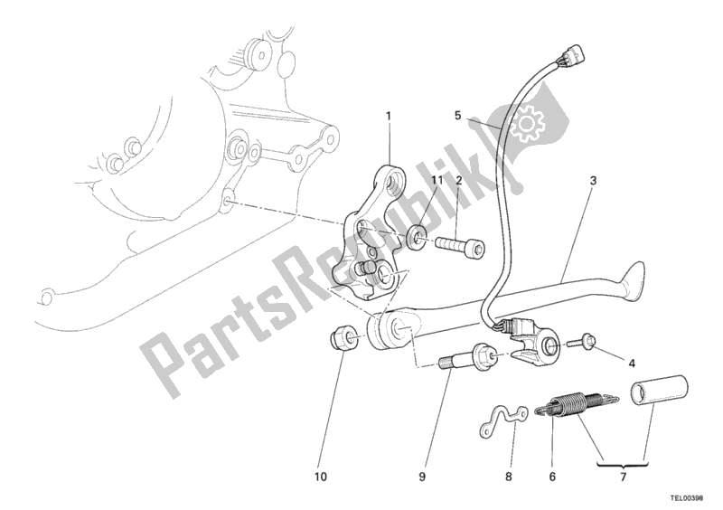 All parts for the Side Stand of the Ducati Monster S2R 1000 2006